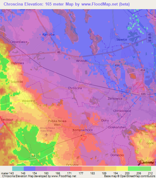 Chroscina,Poland Elevation Map