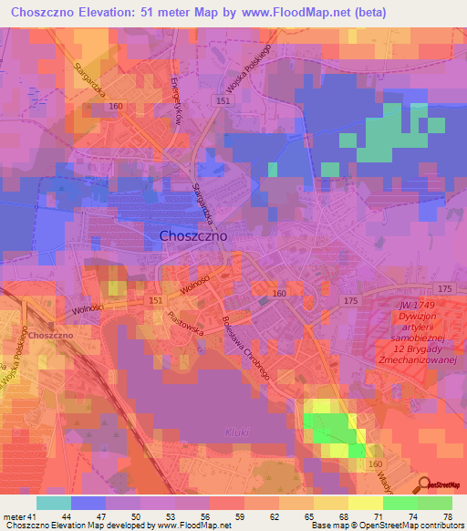 Choszczno,Poland Elevation Map