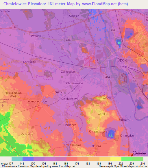 Chmielowice,Poland Elevation Map