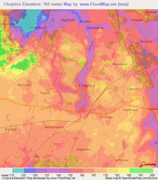 Chojnice,Poland Elevation Map