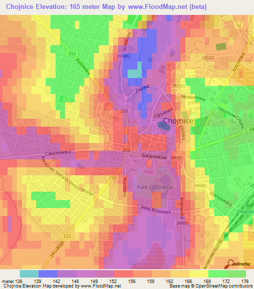 Chojnice,Poland Elevation Map
