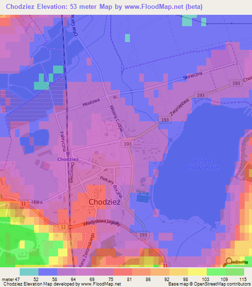 Chodziez,Poland Elevation Map