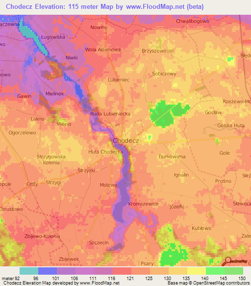 Chodecz,Poland Elevation Map