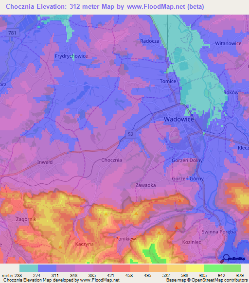 Chocznia,Poland Elevation Map