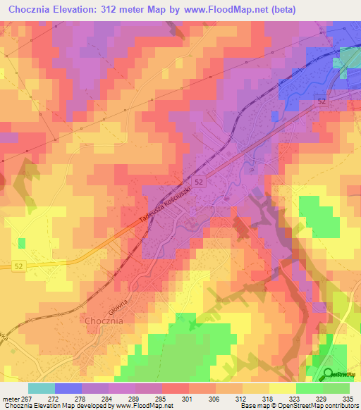 Chocznia,Poland Elevation Map