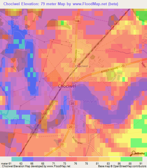 Chociwel,Poland Elevation Map