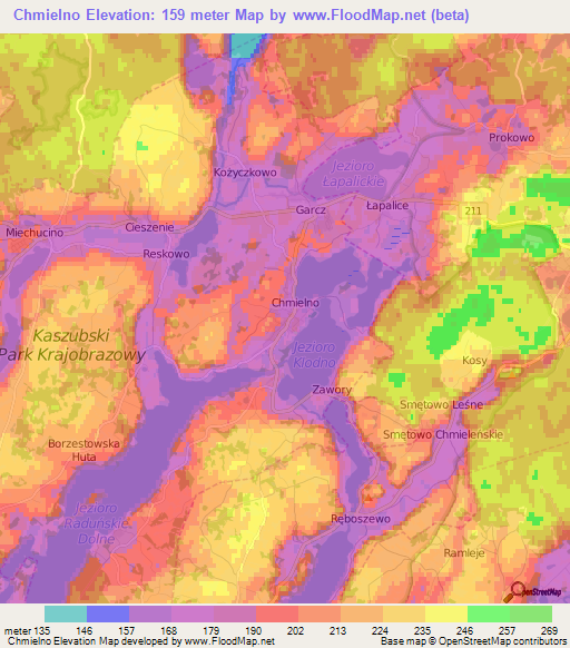 Chmielno,Poland Elevation Map