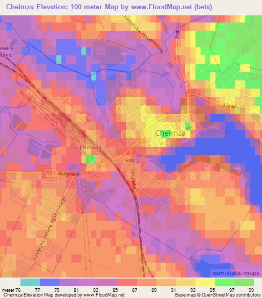 Chelmza,Poland Elevation Map