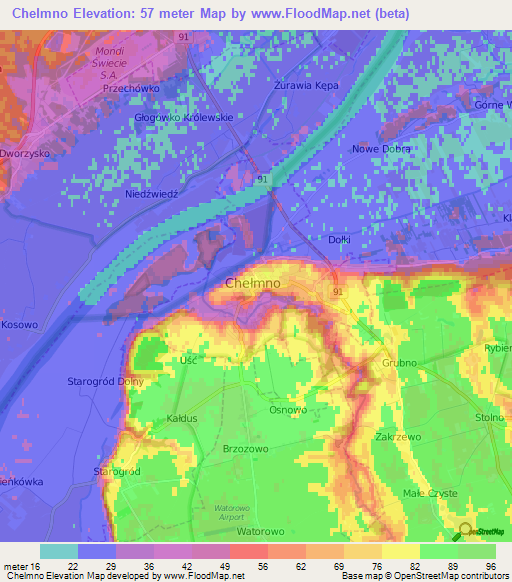 Chelmno,Poland Elevation Map
