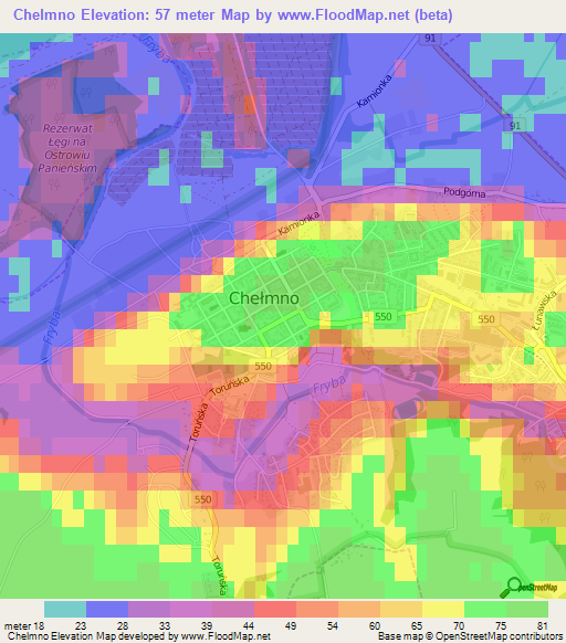 Chelmno,Poland Elevation Map