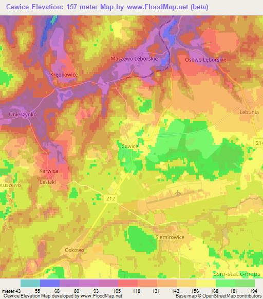 Cewice,Poland Elevation Map