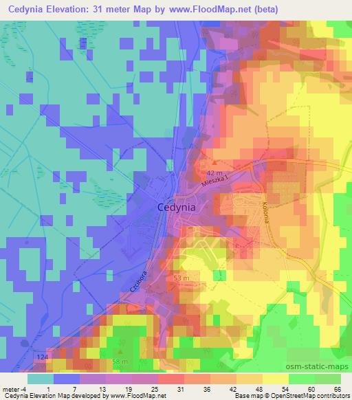 Cedynia,Poland Elevation Map