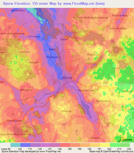 Bytow,Poland Elevation Map