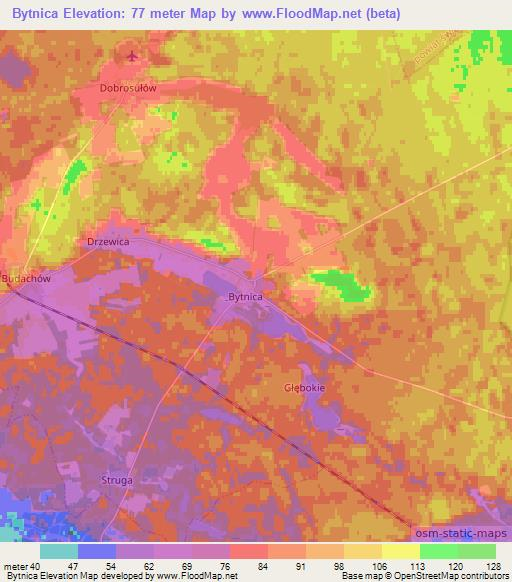 Bytnica,Poland Elevation Map