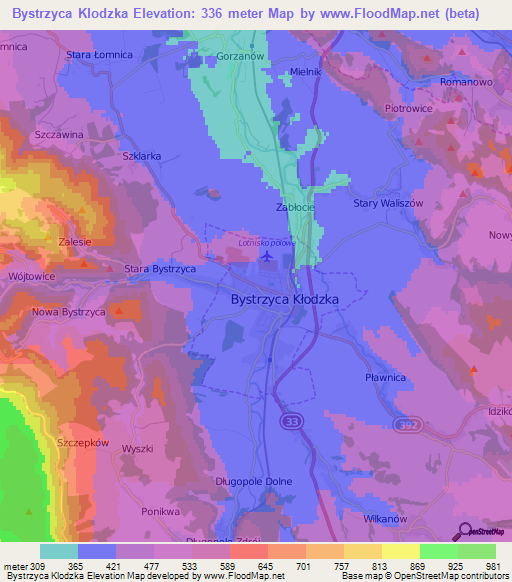 Bystrzyca Klodzka,Poland Elevation Map