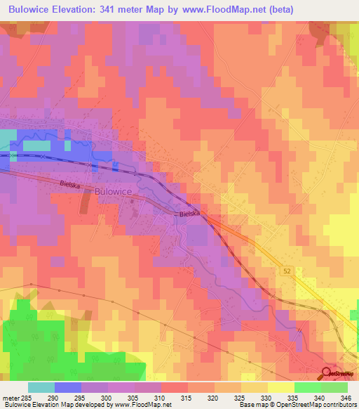 Bulowice,Poland Elevation Map