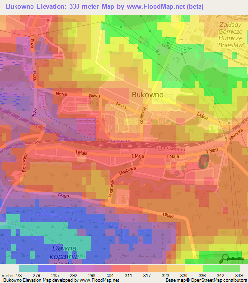Bukowno,Poland Elevation Map