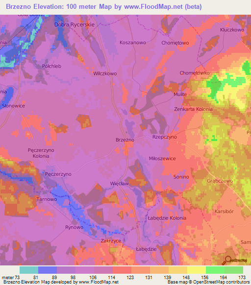 Brzezno,Poland Elevation Map