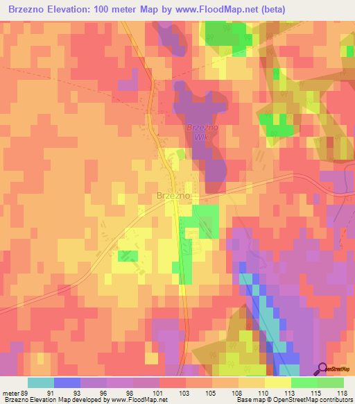 Brzezno,Poland Elevation Map