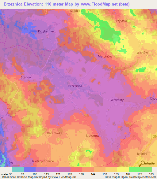 Brzeznica,Poland Elevation Map