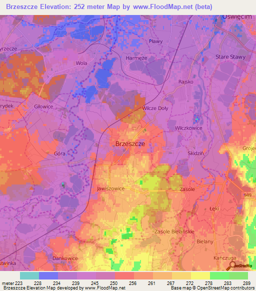 Brzeszcze,Poland Elevation Map