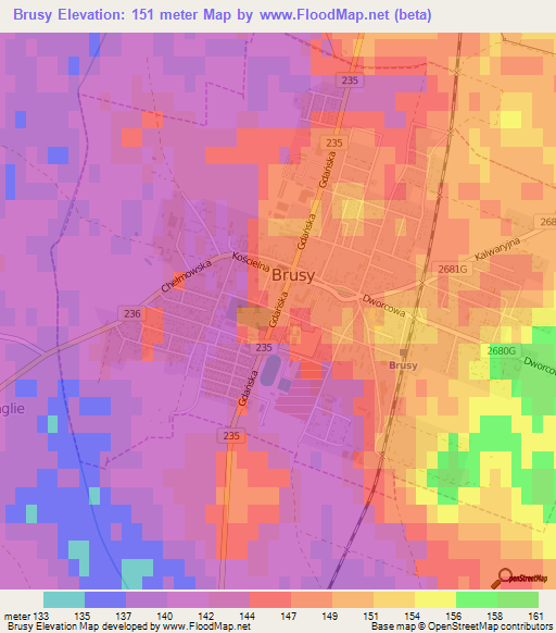 Brusy,Poland Elevation Map