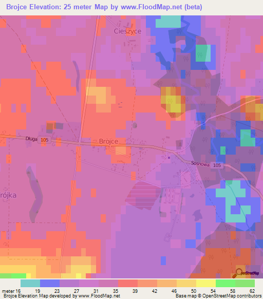 Brojce,Poland Elevation Map