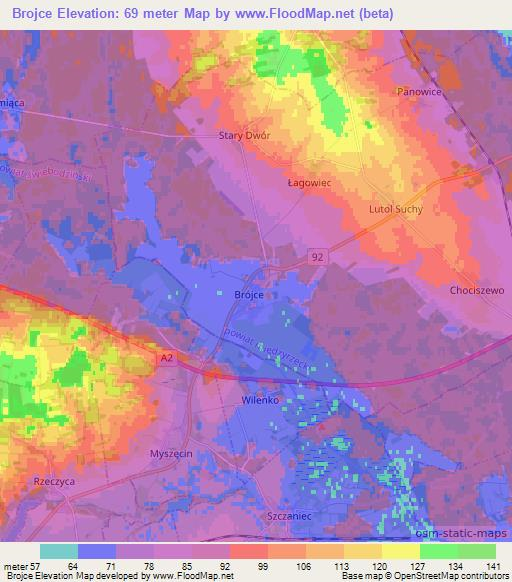 Brojce,Poland Elevation Map
