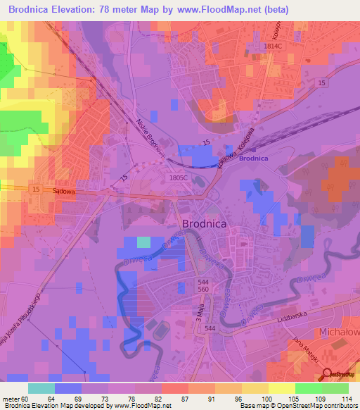 Brodnica,Poland Elevation Map