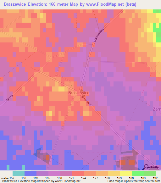 Braszewice,Poland Elevation Map