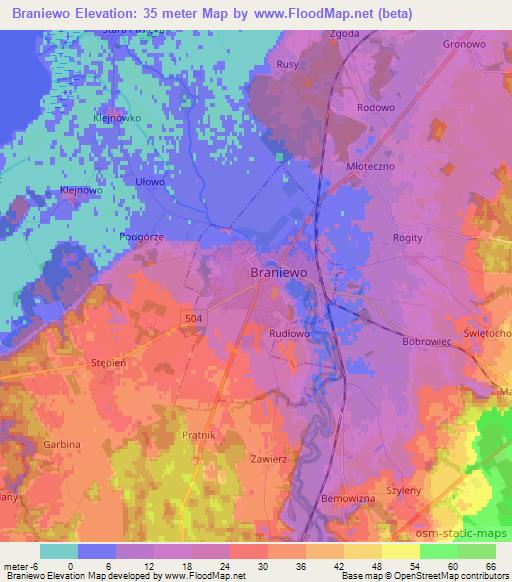 Braniewo,Poland Elevation Map