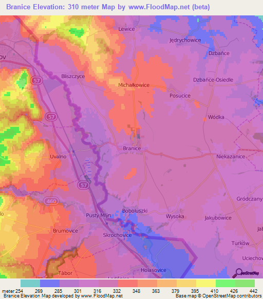 Branice,Poland Elevation Map