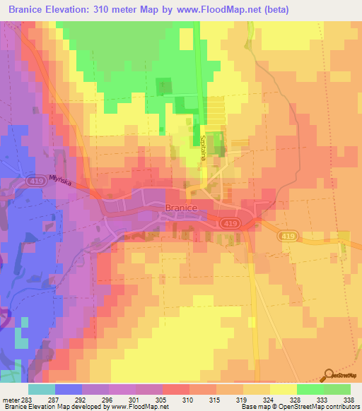 Branice,Poland Elevation Map
