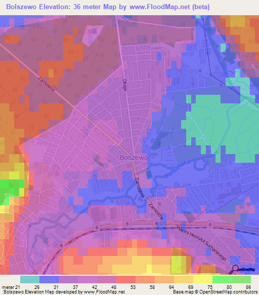 Bolszewo,Poland Elevation Map