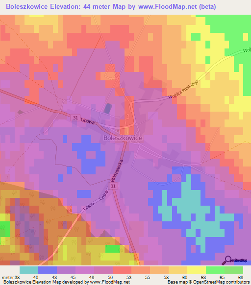 Boleszkowice,Poland Elevation Map