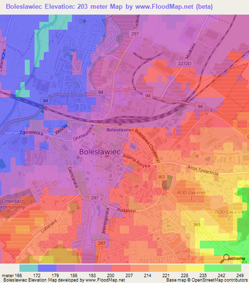 Boleslawiec,Poland Elevation Map