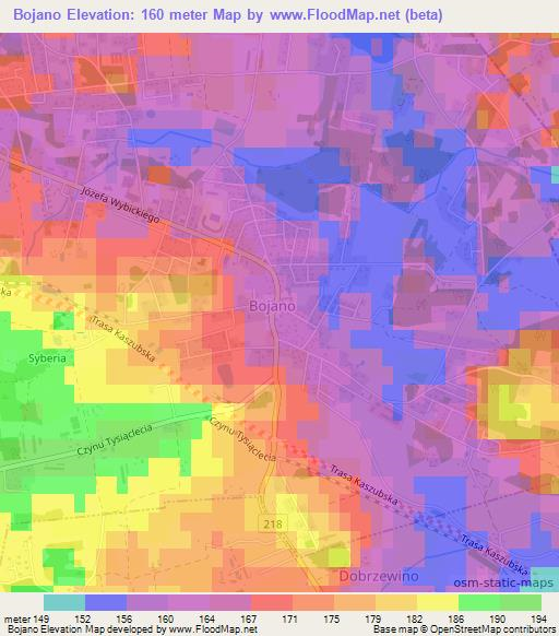 Bojano,Poland Elevation Map