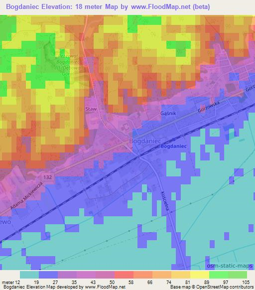 Bogdaniec,Poland Elevation Map