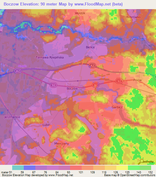 Boczow,Poland Elevation Map