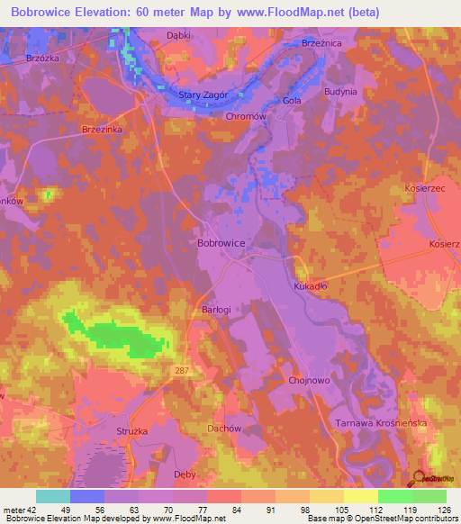 Bobrowice,Poland Elevation Map