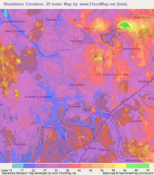 Biesiekierz,Poland Elevation Map