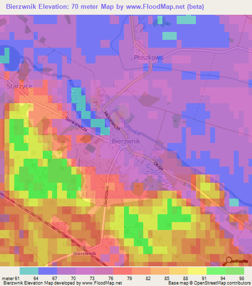 Bierzwnik,Poland Elevation Map