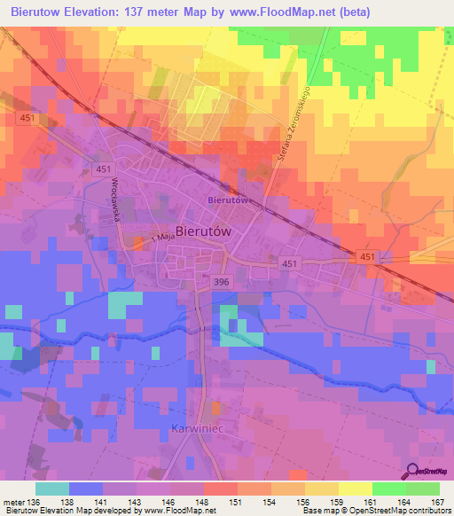 Bierutow,Poland Elevation Map