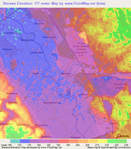 Bierawa,Poland Elevation Map