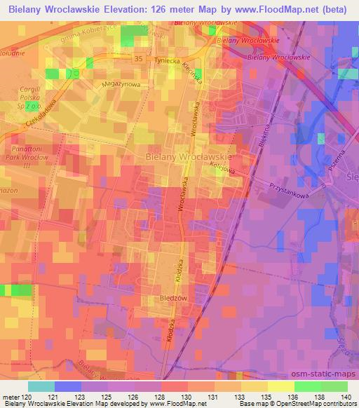 Bielany Wroclawskie,Poland Elevation Map
