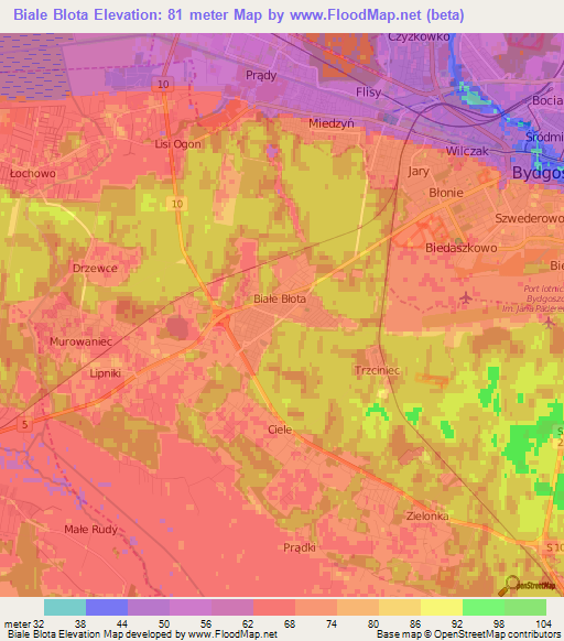 Biale Blota,Poland Elevation Map