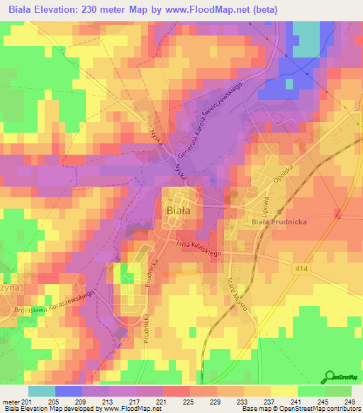 Biala,Poland Elevation Map