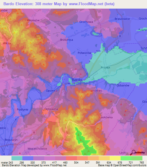 Bardo,Poland Elevation Map