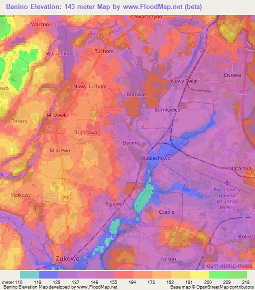 Banino,Poland Elevation Map
