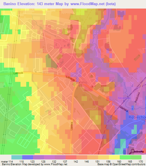 Banino,Poland Elevation Map